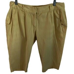 Talbots Capri Pants 16W Yellow Classic Fit Petite Stretch Minimalist